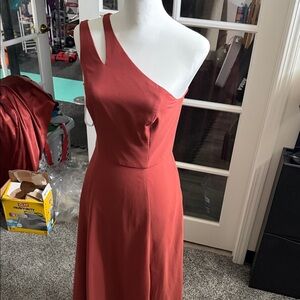 Elegant One-Shoulder Red Dress